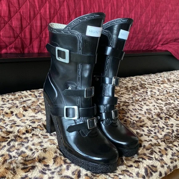 Hunter GEORGIE buckle high heel wellies - Picture 4 of 4